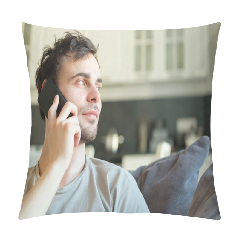 Personality  Man Talking On The Phone At Home Pillow Covers