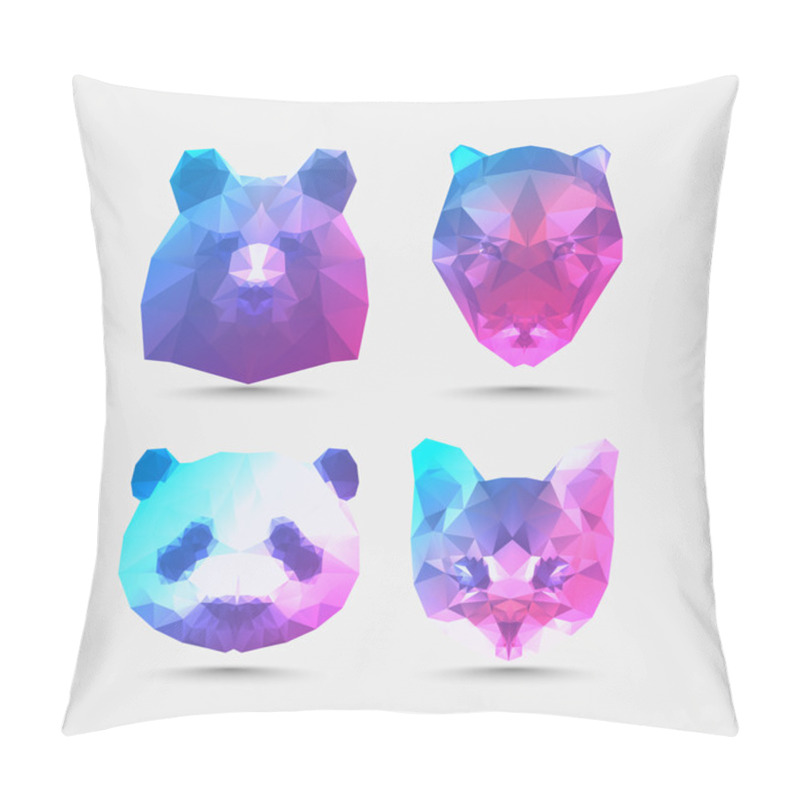 Personality  Animal Heads Polygon Isolated Vector Pillow Covers