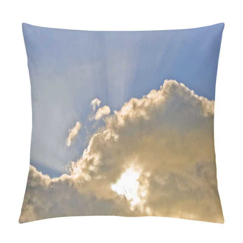 Personality  Stunning Sunbrust Through Clouds With Beams Stretching To The He Pillow Covers