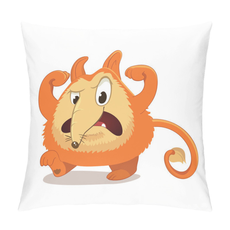 Personality  Fantasy, Round And Cute Character With Ears And Long Nose, Reminiscent Of A Red Fox Vs Dog. Angry, Furious And Irritated Facial Expression. Isolated. Pillow Covers