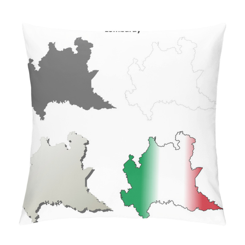 Personality  Lombardy Outline Map Set Pillow Covers