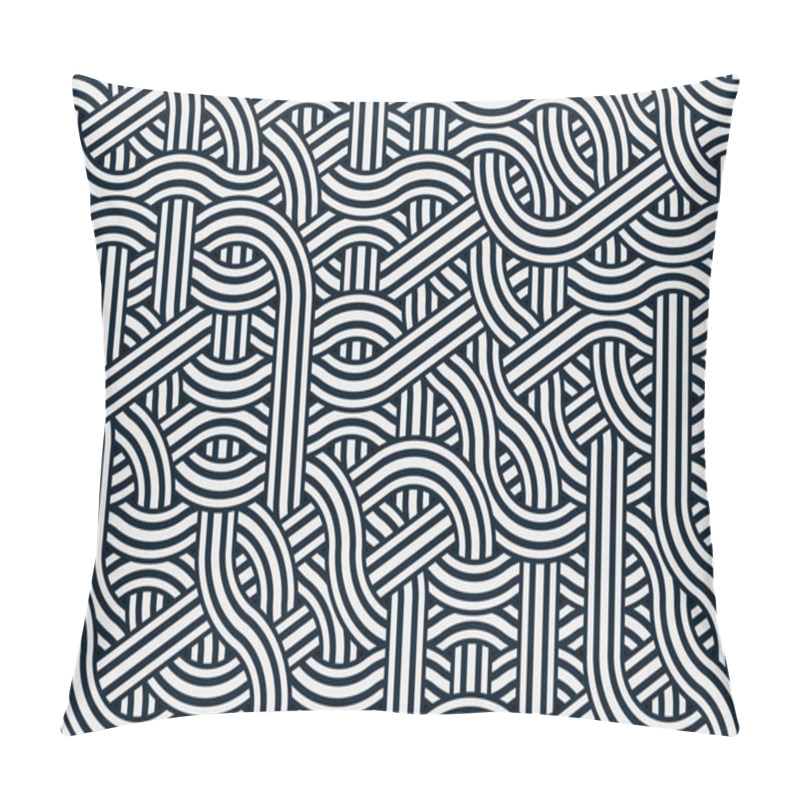 Personality  Colorful Tile With Seamless Random Interweaving Wavy Lines Pattern, Connection Art Background Design Illustration   Pillow Covers