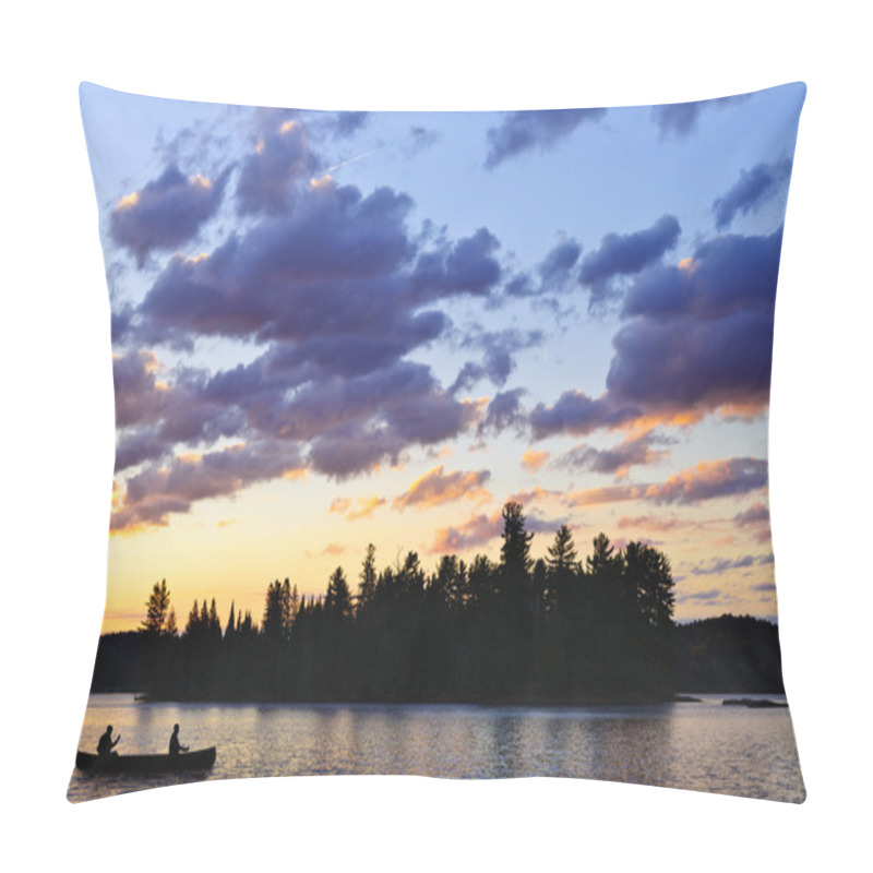 Personality  Canoe On Lake At Sunset Pillow Covers