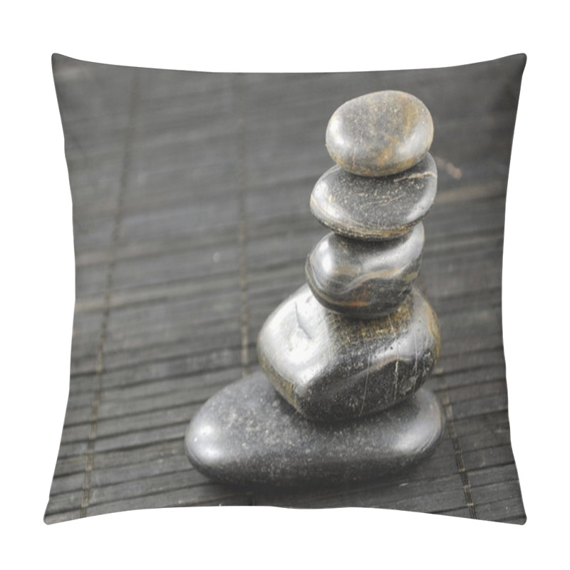 Personality  Black Zen Stones On Bamboo Place Mat, Concept Of Balance Pillow Covers