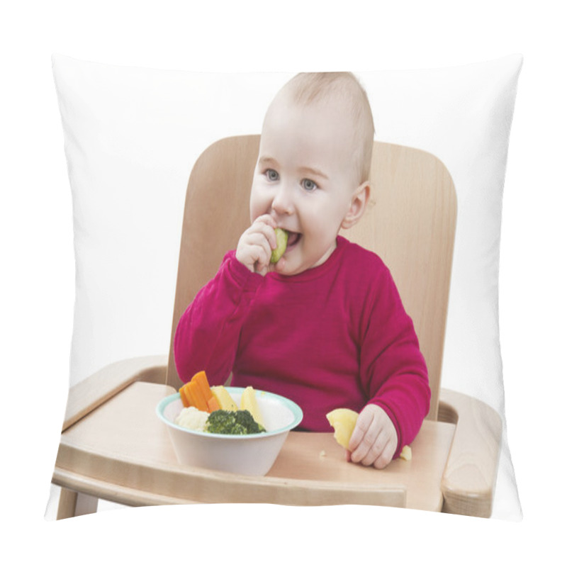 Personality  Young Child Eating In High Chair Pillow Covers