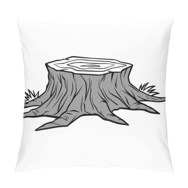 Personality  Tree Stump - A Cartoon Illustration Of A Tree Stump. Pillow Covers