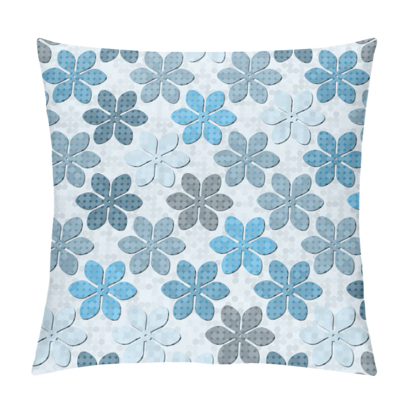 Personality  Seamless Pattern With Blue Flowers On Dotted Background Pillow Covers