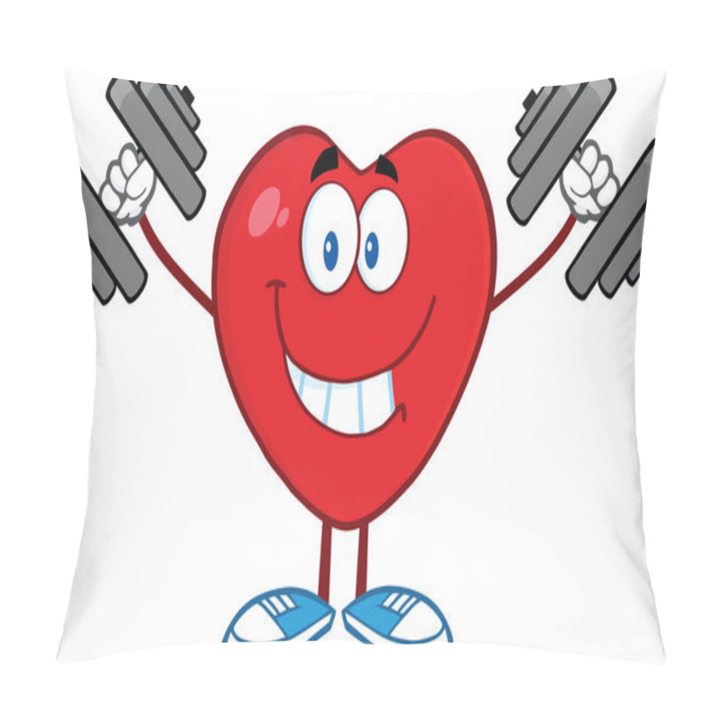 Personality  Smiling Heart Cartoon Character Training With Dumbbells Pillow Covers