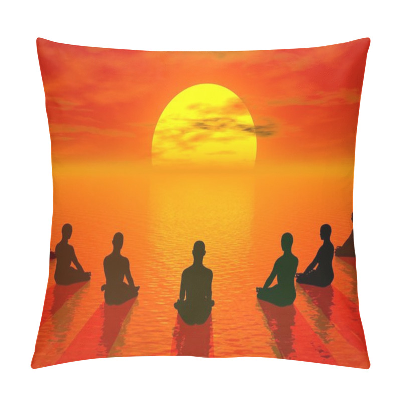 Personality  Sunset Meditation - 3D Render Pillow Covers