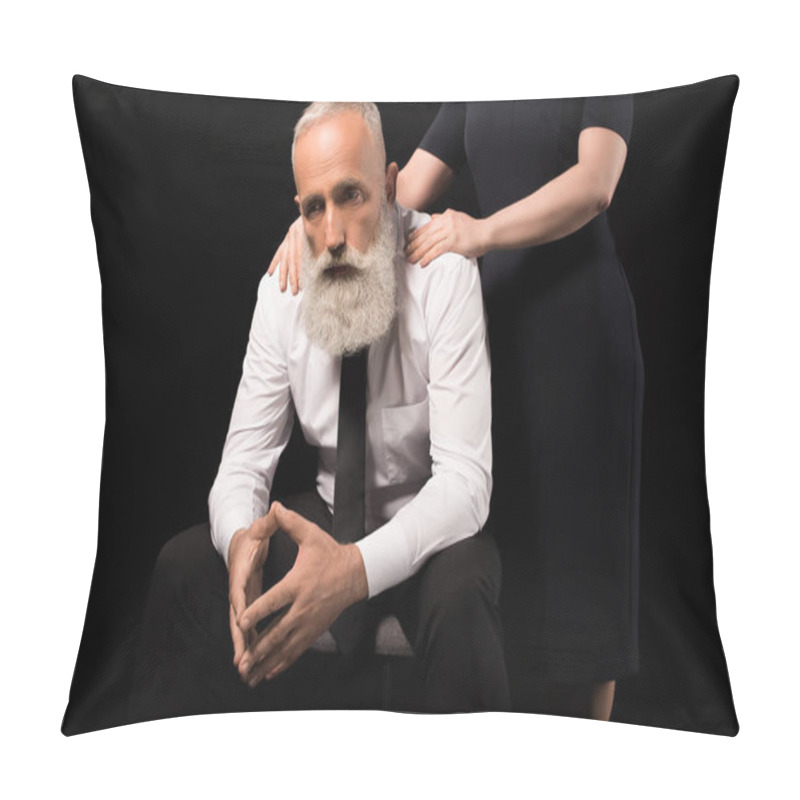 Personality  Sad Man Sitting On Chair Pillow Covers