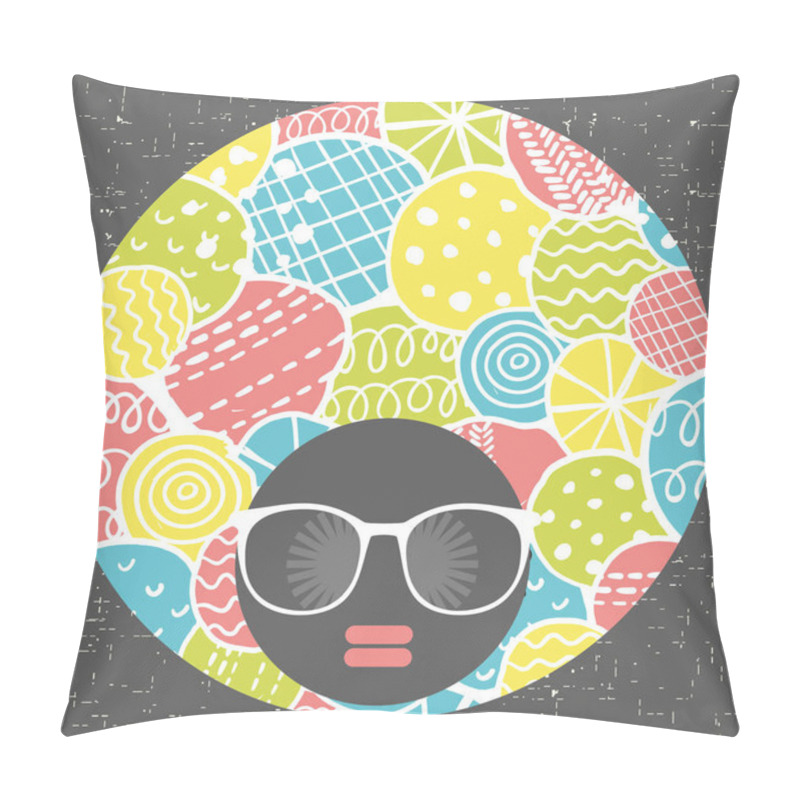 Personality  Girl In Sunglasses With Creative Hair Dress.  Pillow Covers