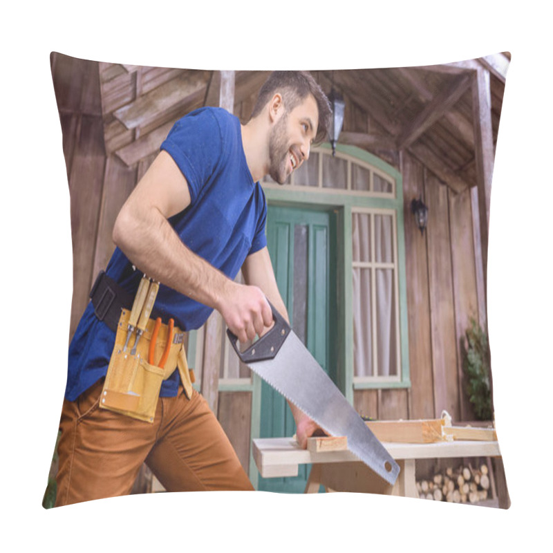 Personality  Carpenter Sawing Wood Pillow Covers