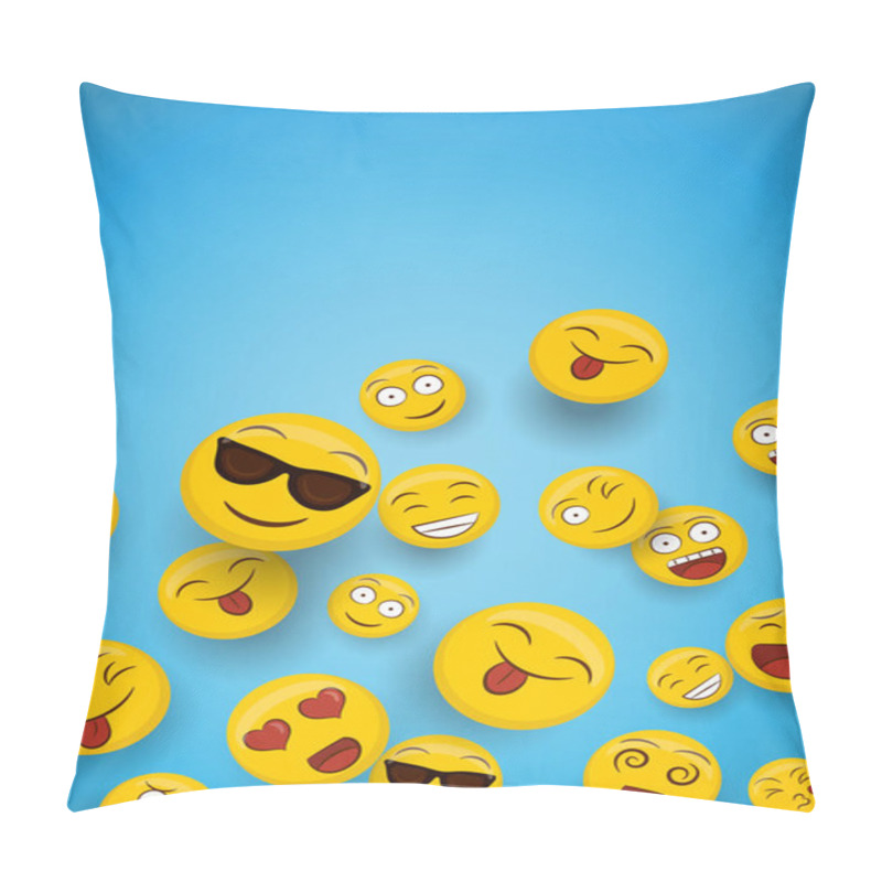 Personality  Fun Smiley Face Icons Copy Space Background Pillow Covers