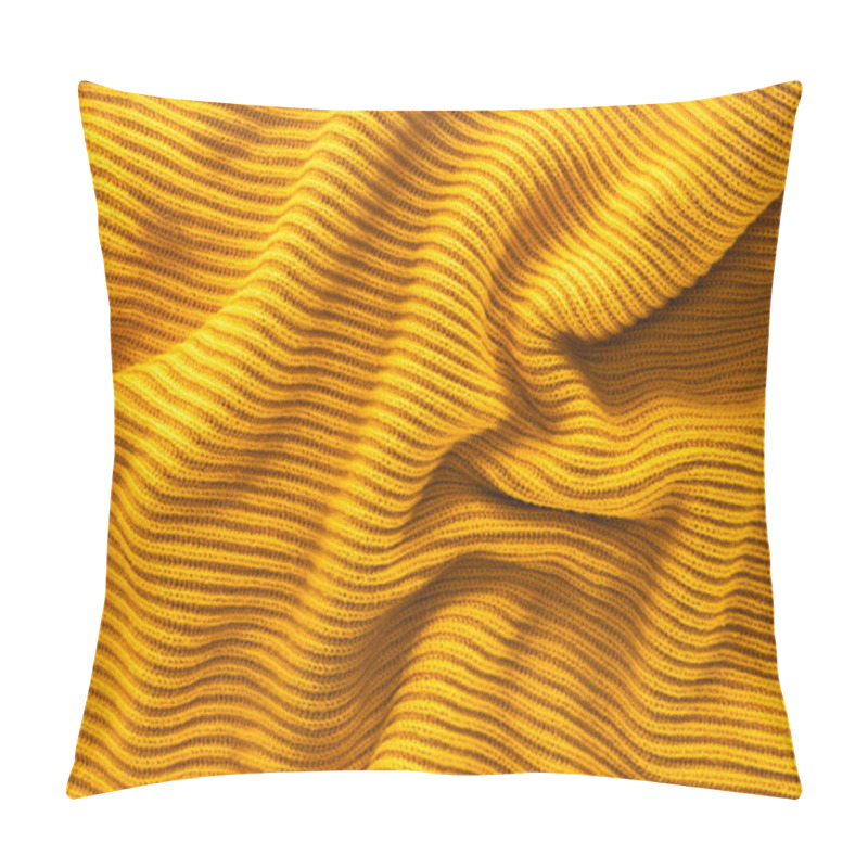 Personality  Close Up View Of Wavy Yellow Woolen Fabric Backdrop Pillow Covers