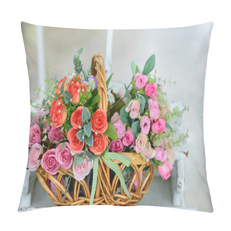 Personality  Artificial Roses In The Basket Pillow Covers