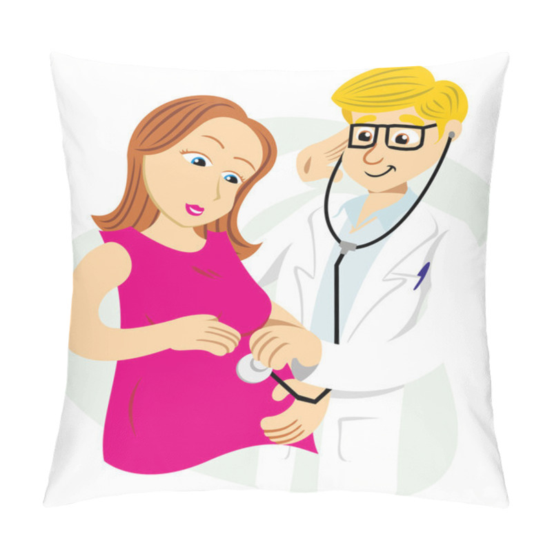 Personality  Mother Pregnant Woman Doing Preventive Tests For Pregnancy. Ideal For Catalogs, Informative And Pregnancy Guides Pillow Covers