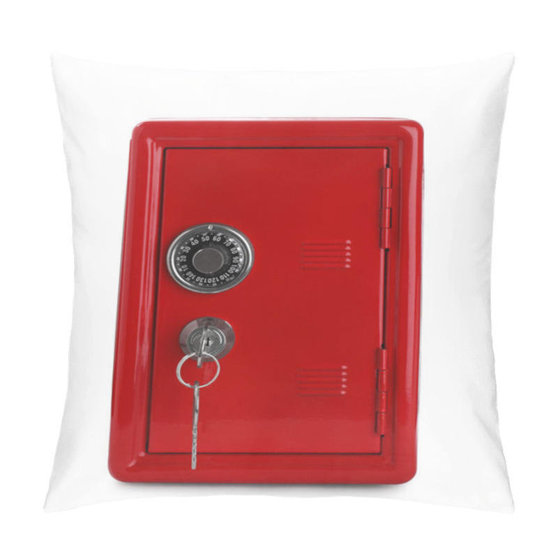 Personality  Red Steel Safe With Keys Isolated On White Pillow Covers