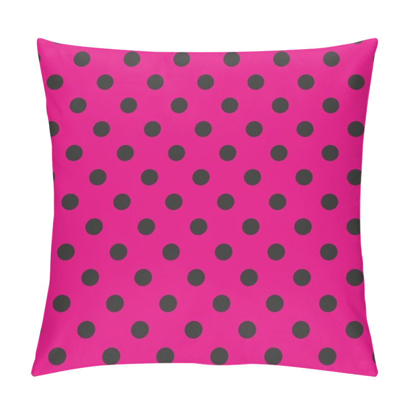 Personality  Seamless Vector Pattern With Black Polka Dots On Neon Pink Background Pillow Covers