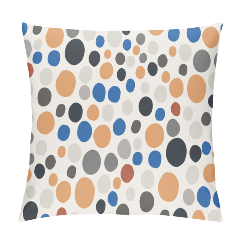 Personality  Modern Vector Abstract Seamless Geometric Pattern With Circles (dots) In Scandinavian Style. Orange, Blue Rounds On White Background. Simple Hand Drawn Texture, Print, Wallpaper, Template For Interior Pillow Covers