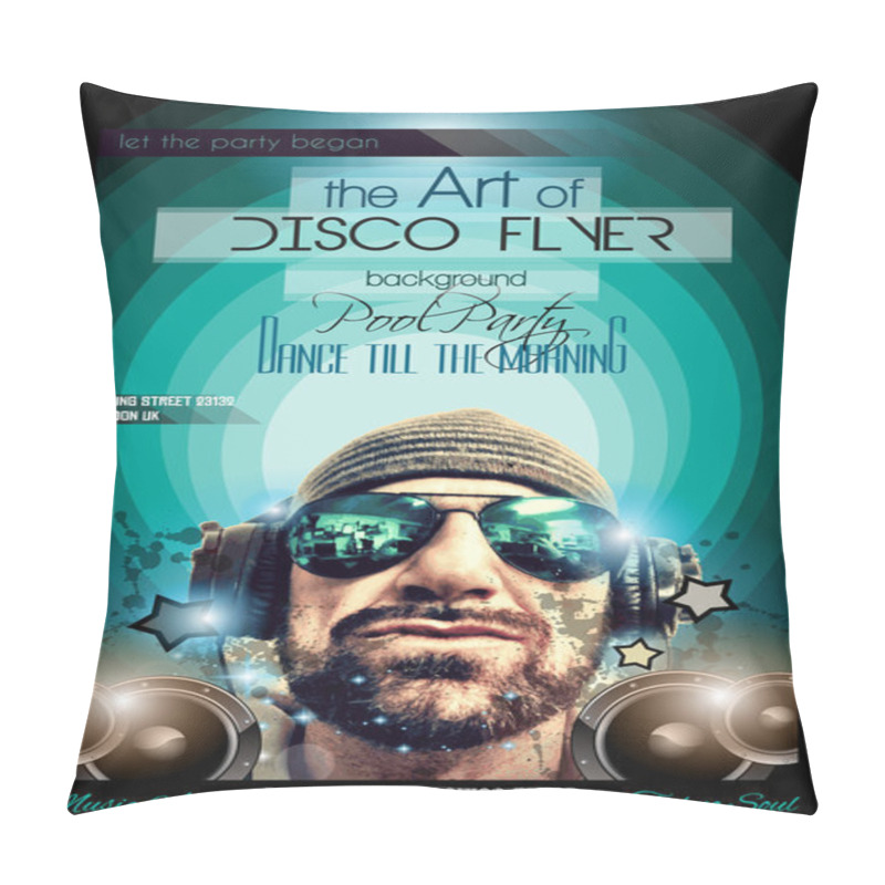 Personality  Disco Night Club Flyer Layout Pillow Covers