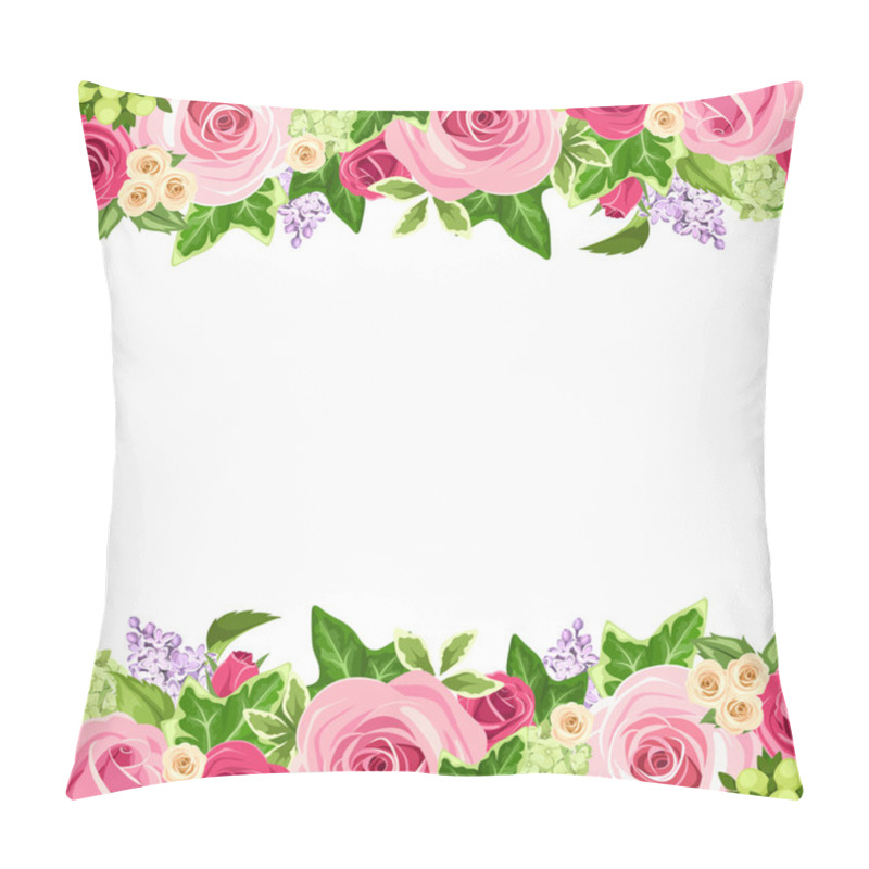 Personality  Horizontal Seamless Background With Red And Pink Roses. Vector Illustration. Pillow Covers