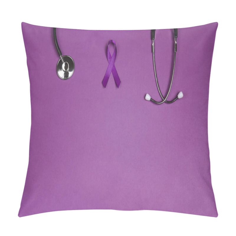 Personality  Purple Epilepsy Awareness Ribbon With Stethoscope And Copy Space Pillow Covers