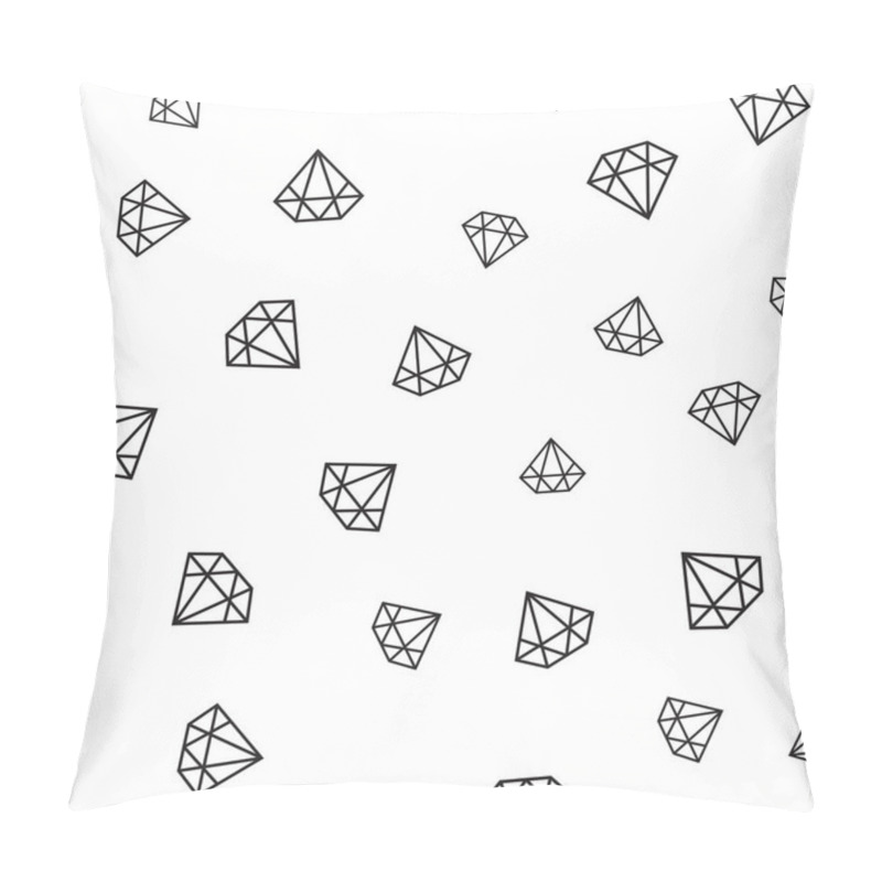 Personality  Seamless Outline Diamonds Pattern On White Background. Pillow Covers