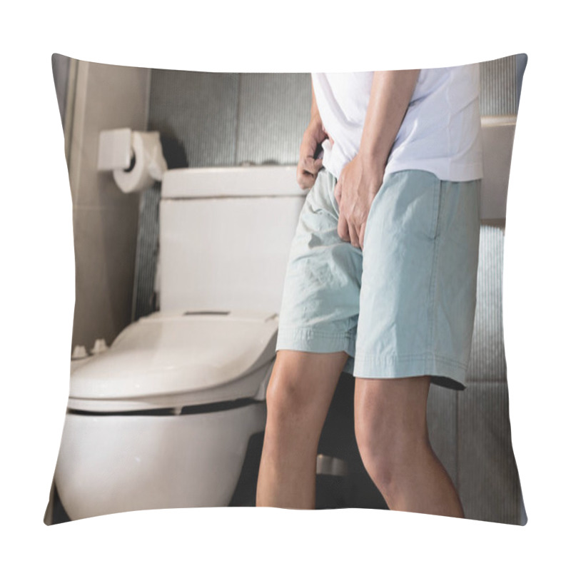 Personality  Sick Asian Middle Aged Man Suffering From Sexually Transmitted Disease(STD),Gonorrhea,Genital Herpes,Venereal Disease,inflammation Of Urethra,Male Patient Holding Crotch,painful Or Difficult Urination Pillow Covers