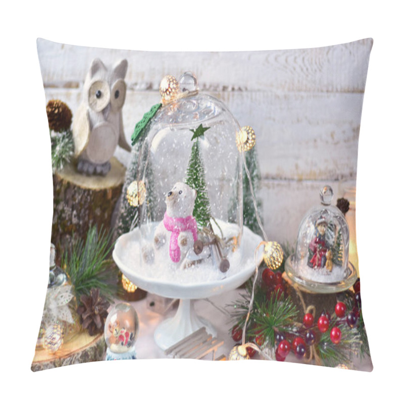 Personality  Retro Style Christmas Decorations In Glass Domes Pillow Covers