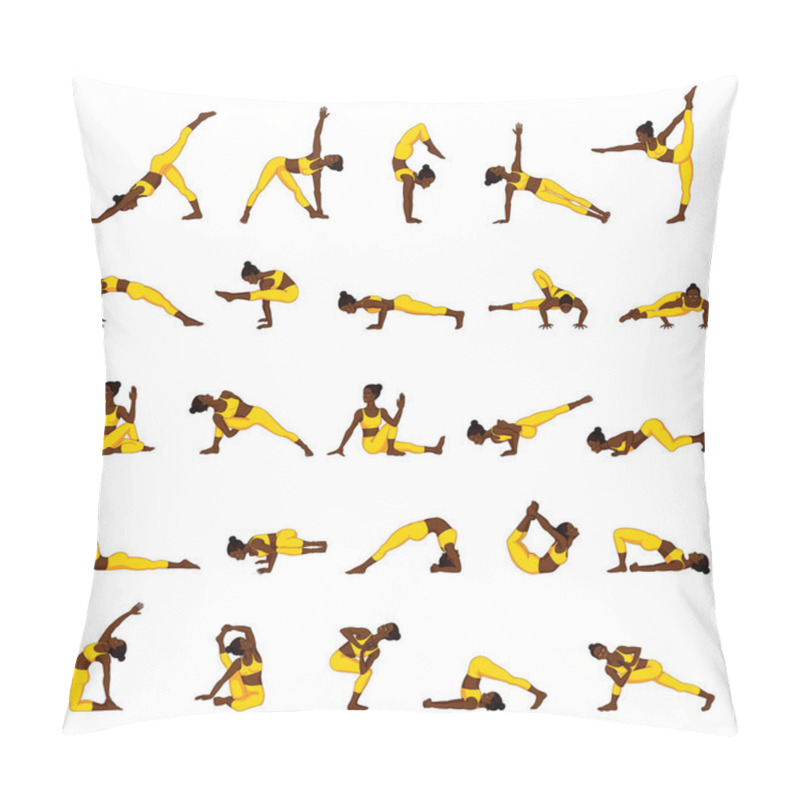 Personality  Women Silhouettes. Collection Of Yoga Poses. Asana Set. Pillow Covers