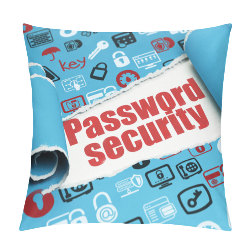 Personality  Privacy Concept: Red Text Password Security Under The Piece Of  Torn Paper Pillow Covers