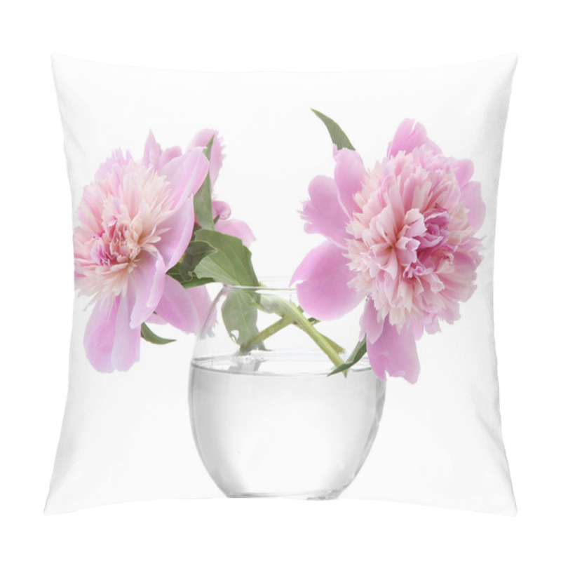 Personality  Pink Peonies Flowers In Vase Isolated On White Pillow Covers