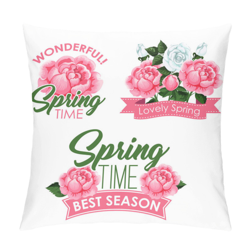 Personality  Vector Springtime Roses Bunches Of Greeting Quotes Pillow Covers