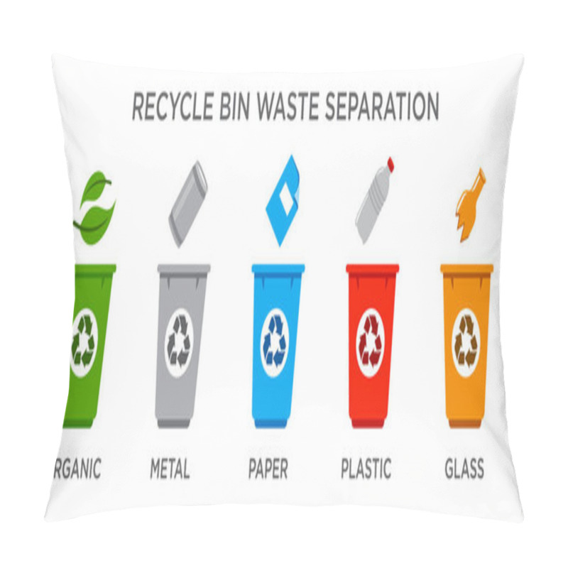 Personality  Waste Separation Recycle Bin, Design Element Suitable For Websites, Print Design Or App Pillow Covers