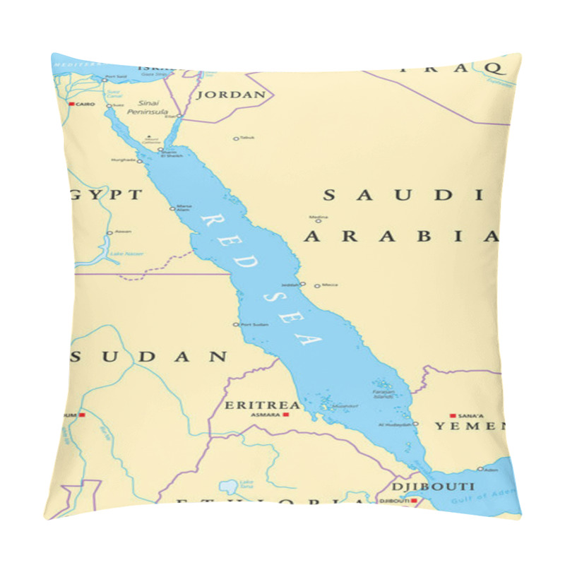 Personality  Red Sea Region Political Map Pillow Covers