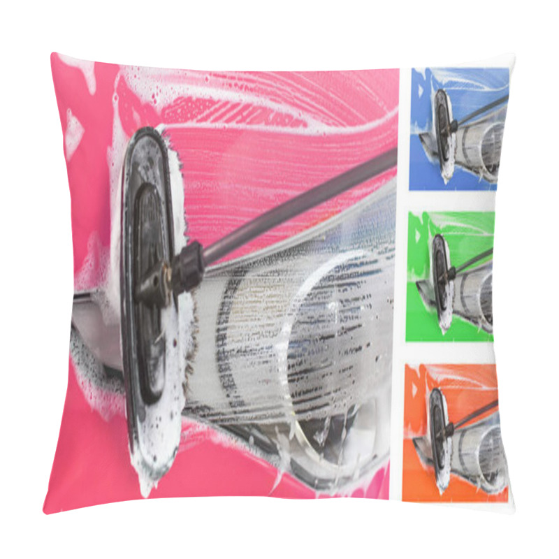 Personality  Car Front Light Being Washed In Self Serve Car Wash, Brush Leavi Pillow Covers