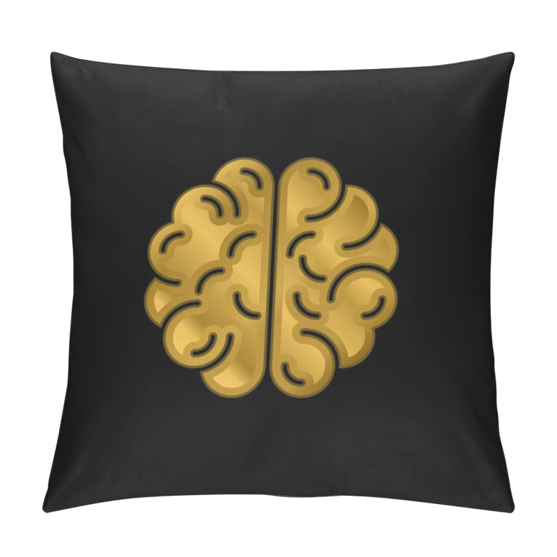 Personality  Brain Gold Plated Metalic Icon Or Logo Vector Pillow Covers