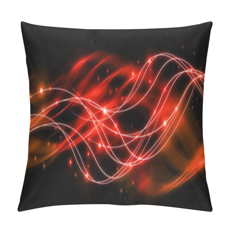 Personality  Abstract Background With Connected Lines And Dots For Your Design. Smooth Lines, Beautifully Intertwined, Shining Dots And Flashes On A Dark Background Pillow Covers