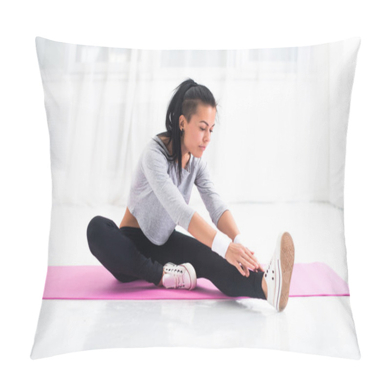 Personality  Fit Woman Doing Aerobics Gymnastics Pillow Covers