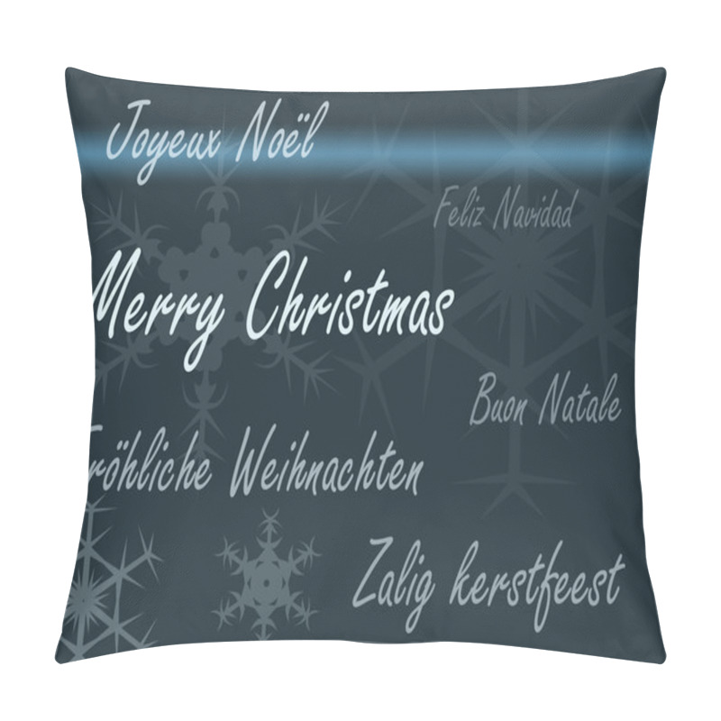 Personality  Xmas Card Multiple Languages - Blue Pillow Covers