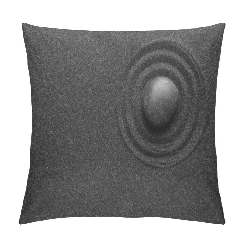 Personality  Zen Stone On Grey Sand With Pattern, Top View. Space For Text Pillow Covers