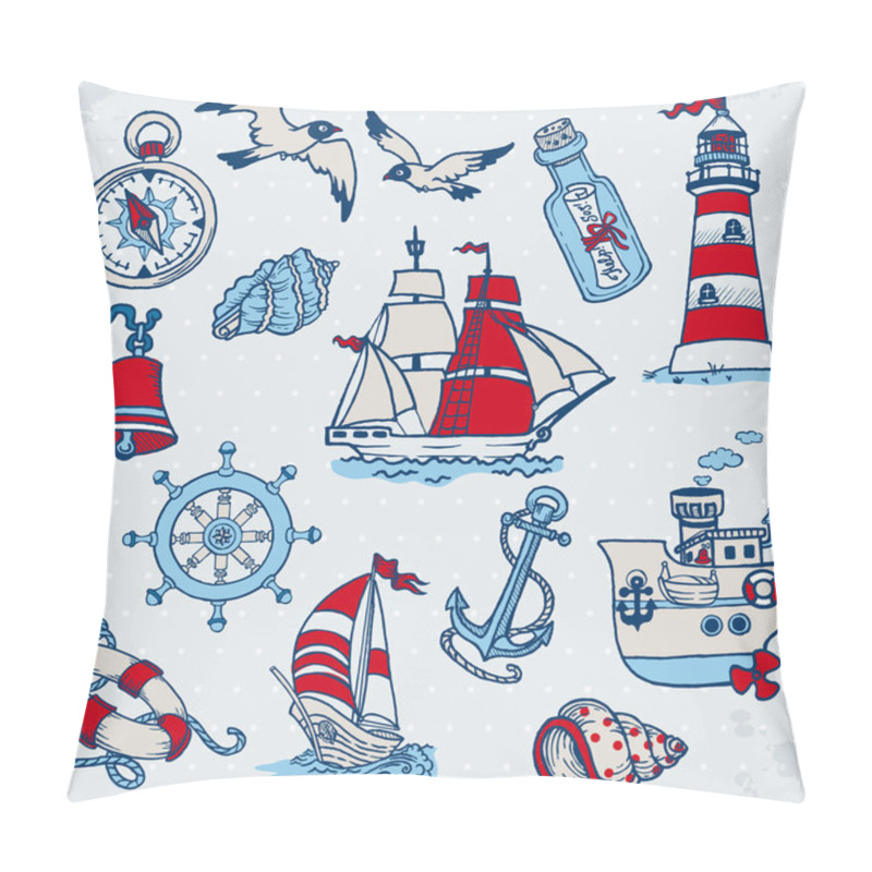 Personality  Nautical Sea Design Elements - For Scrapbook And Design In Vecto Pillow Covers