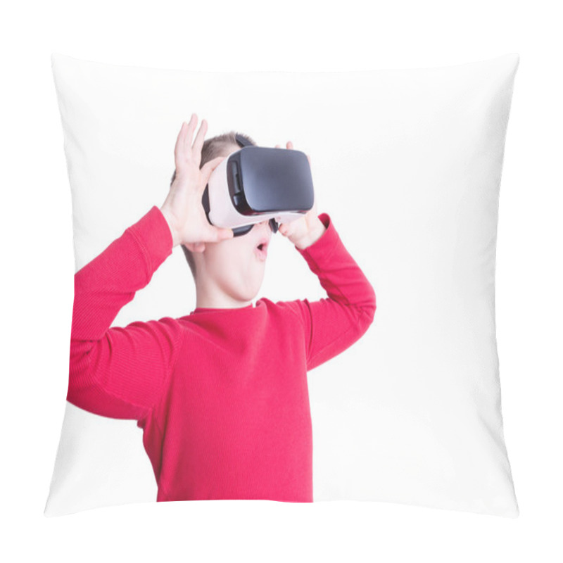 Personality  Child Fascinated With His Virtual Reality Glasses Pillow Covers