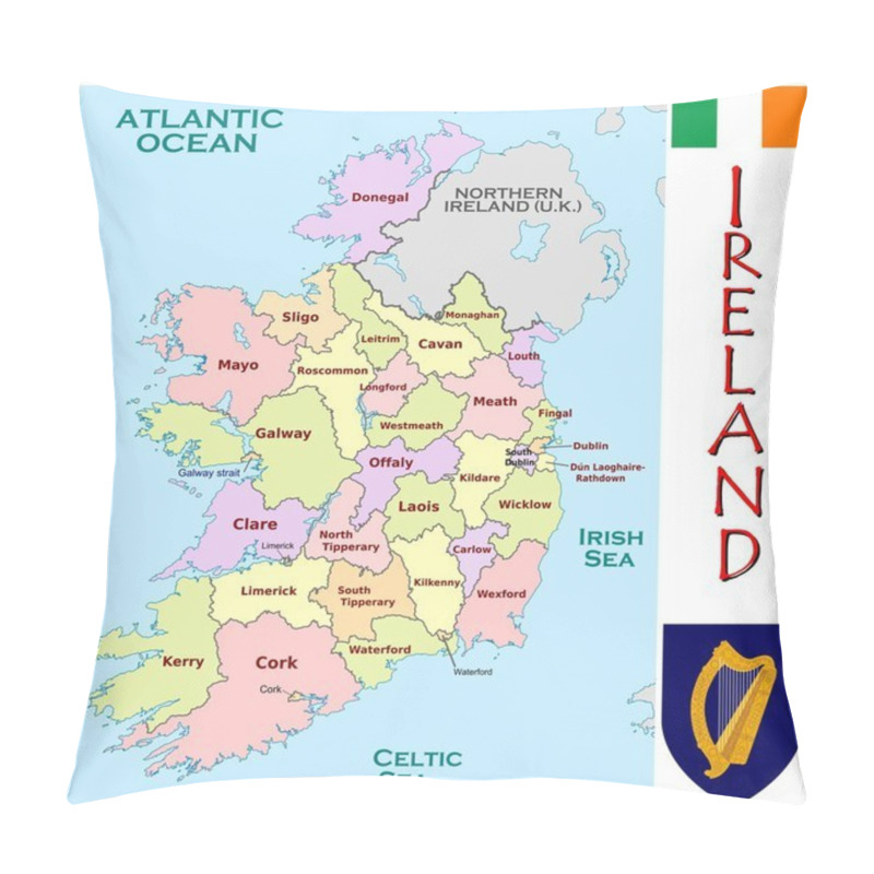 Personality  Ireland Administrative Divisions Pillow Covers