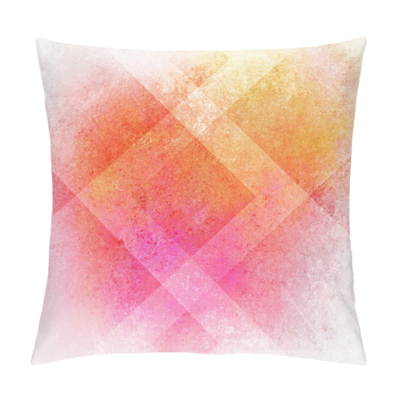 Personality  Abstract Pink Background Or Orange Yellow Background On White, Old Warm Stain Spot Vintage Grunge Background Texture On Colorful Plaid Art Background Block Layout Design, Multicolor Background Paper Pillow Covers