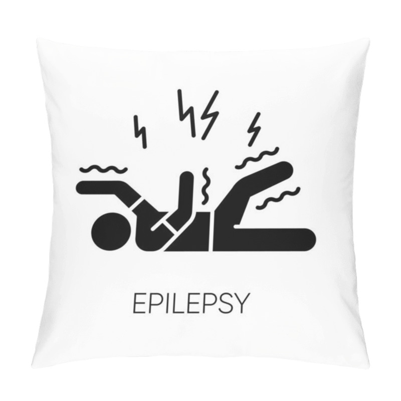 Personality  Epilepsy Glyph Icon. Convulsive Seizure. Shaking And Tremor. Movement Trouble. Epileptic Stroke. Abnormal Activity. Mental Disorder. Silhouette Symbol. Negative Space. Vector Isolated Illustration Pillow Covers