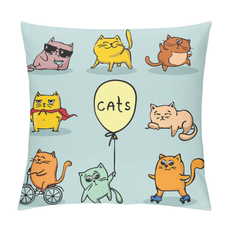 Personality  Set Of Vector Cute Funny Cats For Greeting Card Design, T-shirt Print, Inspiration Poster. Pillow Covers