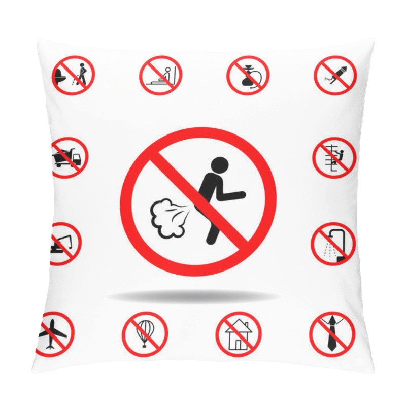 Personality  Forbidden Poop Icon On White Background. Set Can Be Used For Web, Logo, Mobile App, UI, UX On White Background Pillow Covers