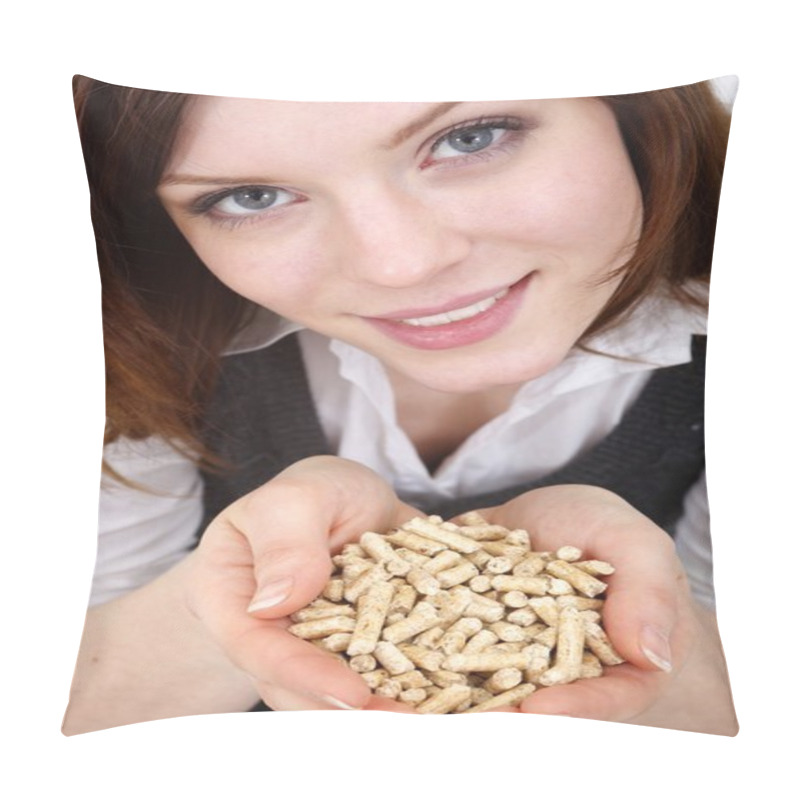 Personality  Young Beautiful Woman With Wood Pellets Pillow Covers