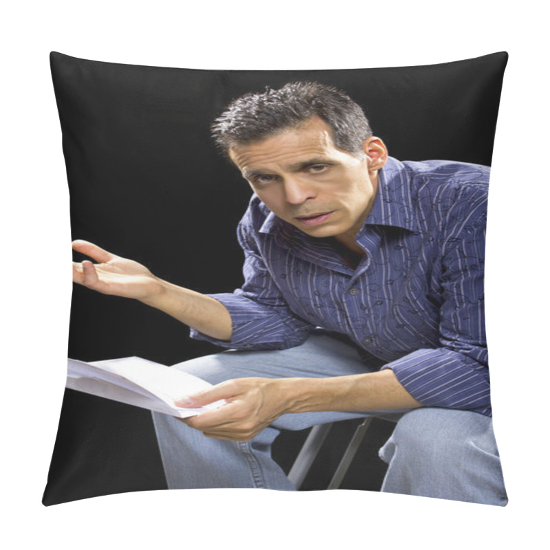 Personality  Stressed Man Reading Bills Pillow Covers